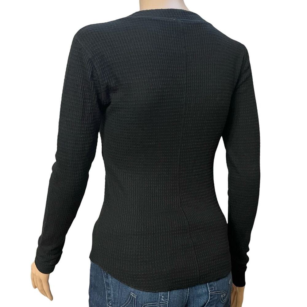 Free People Intimately One Of The Girls Henley Tshirt Medium Black Long Sleeve - Picture 4 of 8